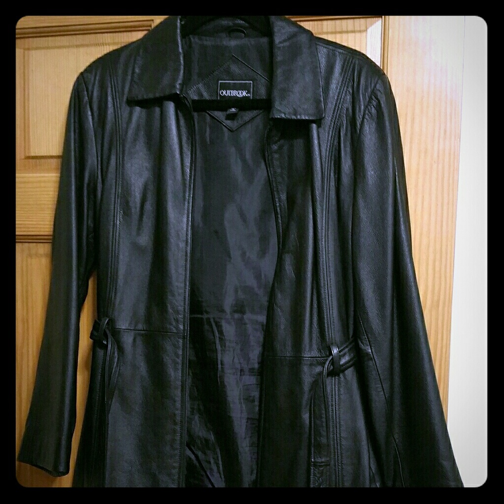 OUTBROOK sz L Leather Jacket with belt